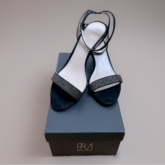 Pelle Moda Shoes - Pelle Moda Kitten Heeled Sued Rhinestone Sandals